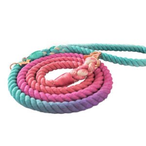 Multicolor Cotton Ombre Dog Rope Leash Set