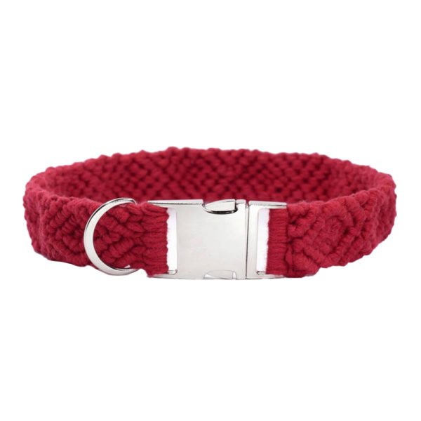 Diamond Kotted Macrame Red Dog Collar