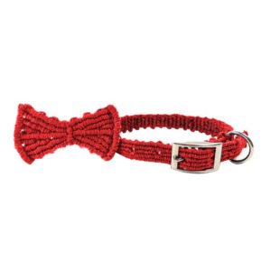 Red Macrame Dog Leash Bow Tie