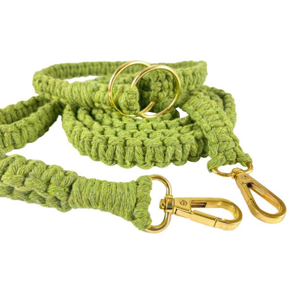 Light Green Macrame Dog Collar And Leash