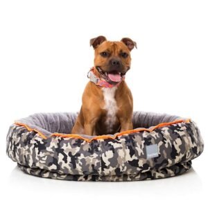 Camouflage Soft Fur Dog Bed